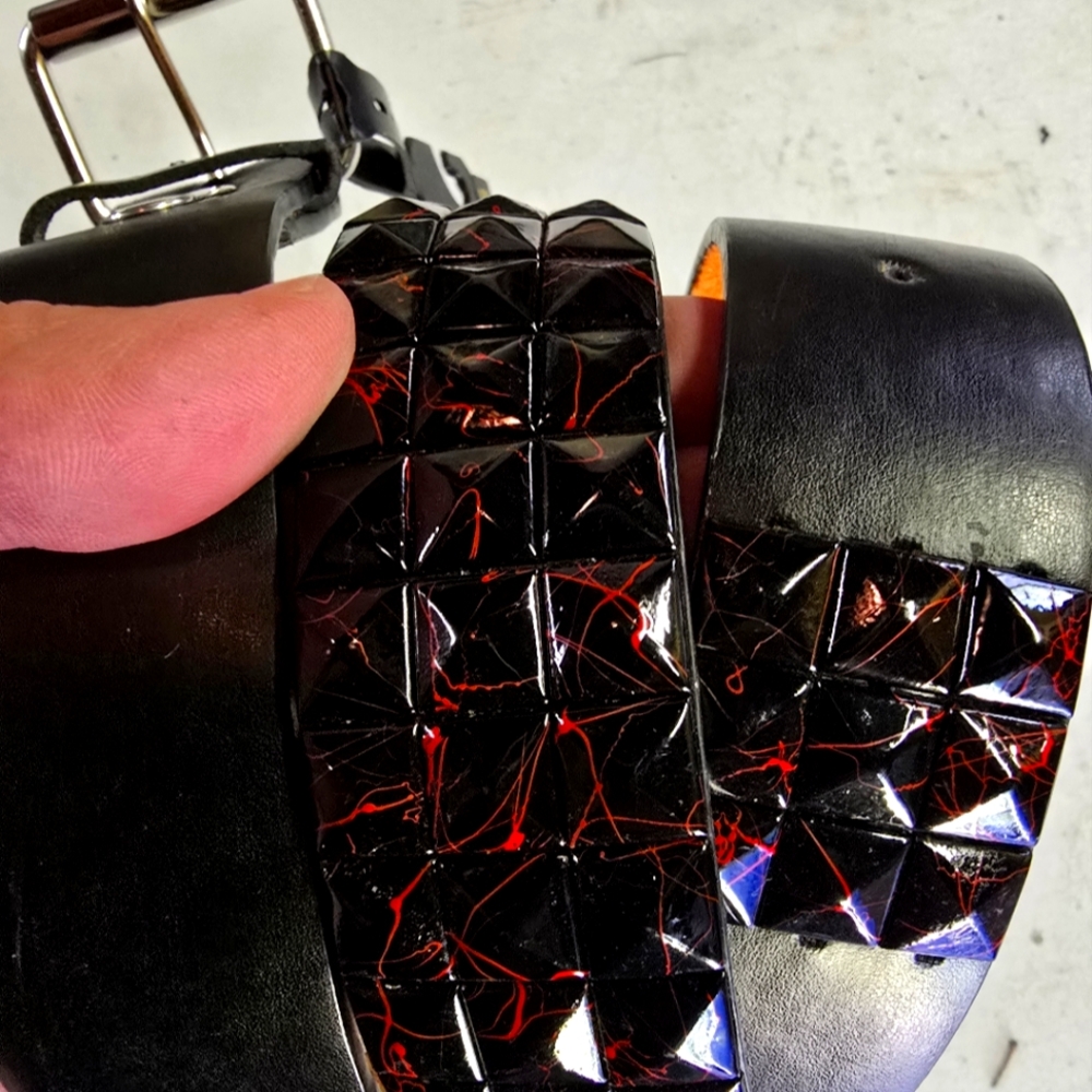 Vintage Black splatter Tile Belt